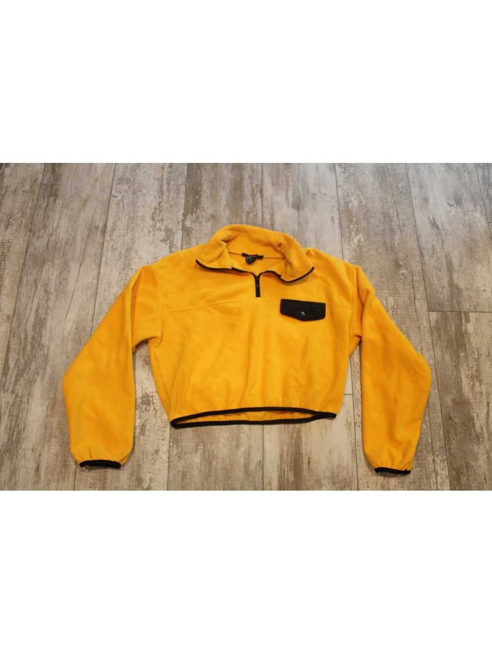 Forever 21 S Yellow Cropped Fleece Quarter Zip Pullover